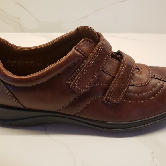 ROHDE Brown Ladies Shoes Flats  Size 8 Stitching Front Back Sides Adjust… - Picture 2 of 9
